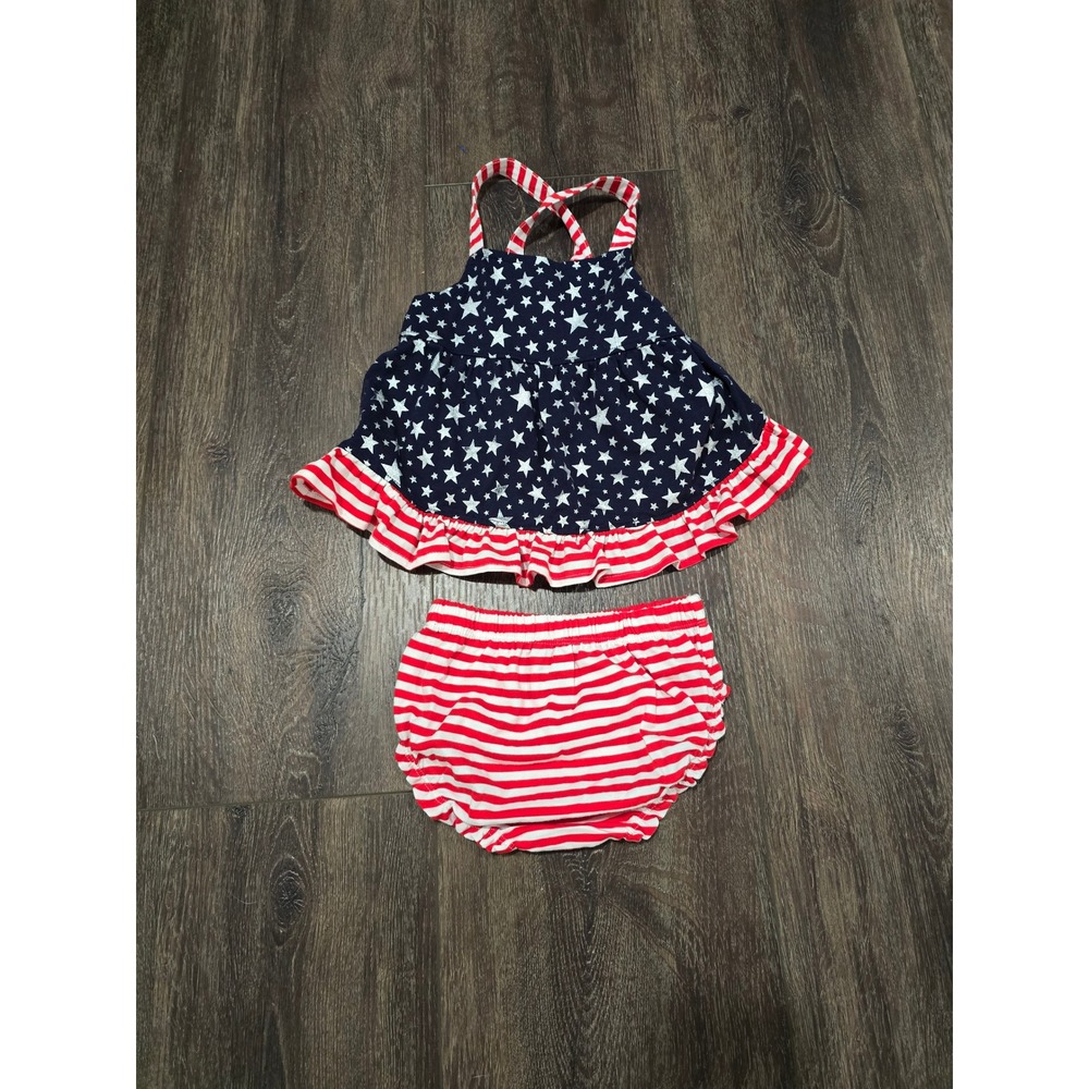 Lightning Bug Baby Girls 24 Months Americana Stars Stripes Set